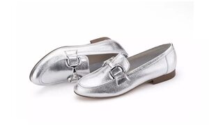 MOCASSINS EN CUIR ARGENT femme parfois